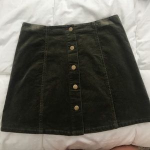 Olive Green Velvet Corduroy Mini Skirt